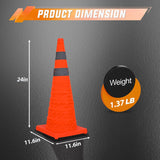 Nilight 28 Inch Collapsible Traffic Safety Cones 4 Pack - Bright Orange Parking Cones with Reflective Collars for Roadside Emergency, Parking, Driving Practice, view 2