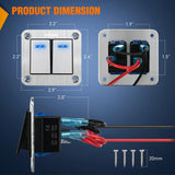 Nilight 2Gang Aluminum 3Pin ON/Off Blue Led Rocker Switch Panel, view 2