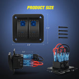 Nilight 2Gang Aluminum 5Pin ON/Off Rocker Switch Panel Blue, view 2