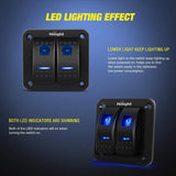 Nilight 2Gang Aluminum 5Pin ON/Off Rocker Switch Panel Blue, view 3
