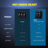 Nilight 2Gang Aluminum 5Pin ON/Off Rocker Switch Panel Blue, view 6