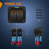Nilight 2Gang Aluminum 5Pin ON/Off Rocker Switch Panel Orange, view 2
