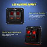 Nilight 2Gang Aluminum 5Pin ON/Off Rocker Switch Panel Red, view 5