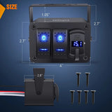Nilight 2Gang Blue Rocker Switch Box w/ PD Type C | QC 3.0 USB Charger Voltmeter, view 2