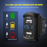Nilight 2Gang Blue Rocker Switch Panel w/ 4.8 Amp Dual USB Charger Voltmeter, view 3