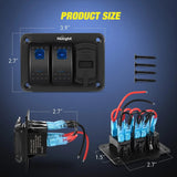 Nilight 2Gang Blue Rocker Switch Panel w/ PD Type C | USB Charger Voltmeter, view 5