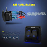 Nilight 2Gang Led Light Bar and Rear Lights 5Pin ON/Off Rocker Switch Panel Blue, view 6