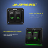 Nilight 2Gang Led Light Bar and Rear Lights 5Pin ON/Off Rocker Switch Panel Green, view 3