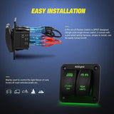 Nilight 2Gang Led Light Bar and Rear Lights 5Pin ON/Off Rocker Switch Panel Green, view 5