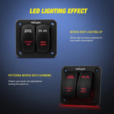 Nilight 2Gang Led Light Bar and Rear Lights 5Pin ON/Off Rocker Switch Panel Red, view 3