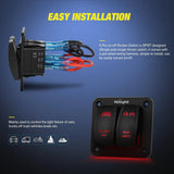 Nilight 2Gang Led Light Bar and Rear Lights 5Pin ON/Off Rocker Switch Panel Red, view 4