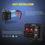 Nilight 2Gang Red Rocker Switch Panel w/ 4.8 Amp Dual USB Charger Voltmeter, view 4