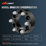 Nilight 2inch (50mm) Wheel Spacers 4Pcs For 1999 2000 2021 Chevy Silverado GMC Sierra 1500 Yukon XL Avalanche | 6x139.7 | 108 Hub Bore | 14x1.5 Studs, view 2