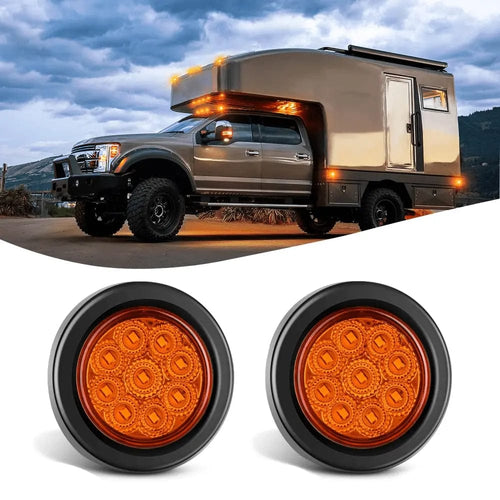 Nilight 2 Inch Amber 9 Leds Round Marker Clearance Light (Pair)