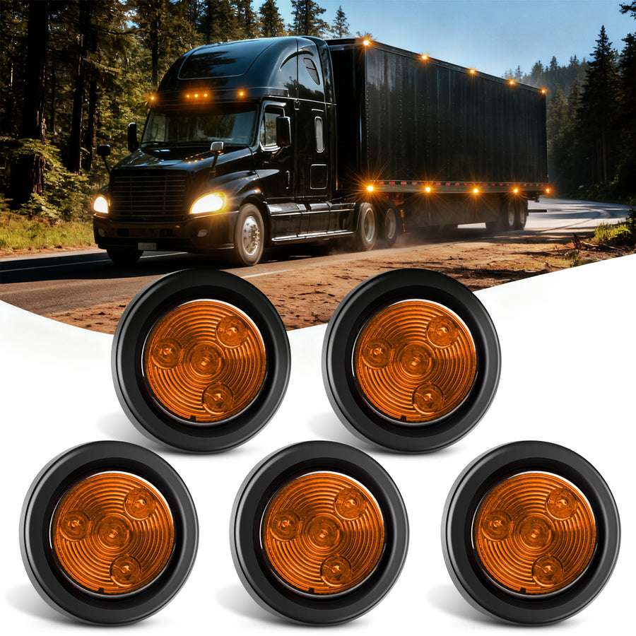 Nilight 2 Inch Amber Round Side Marker Light (5 Pcs)