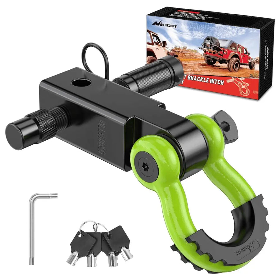 Nilight 2 Inch Anti-Theft Shackle Hitch Receiver Set Green Black