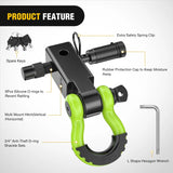 Nilight 2 Inch Anti-Theft Shackle Hitch Receiver Set Green Black, view 4