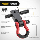 Nilight 2 Inch Anti-Theft Shackle Hitch Receiver Set Red Black, view 4