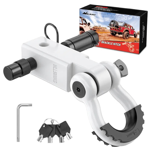 Nilight 2 Inch Anti-Theft Shackle Hitch Receiver Set White