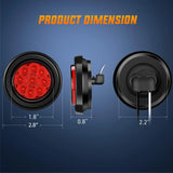 Nilight 2 Inch Red 9 Leds Round Side Marker Light (Pair), view 2