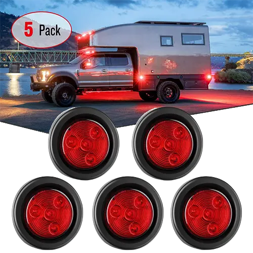 Nilight 2 Inch Red Round Side Marker Light (5 Pcs)