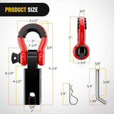 Nilight 2 Inch Shackle Hitch Receiver 3/4 Inch D Ring Kit Black Red, view 2