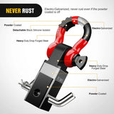 Nilight 2 Inch Shackle Hitch Receiver 3/4 Inch D Ring Kit Black Red, view 3