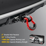 Nilight 2 Inch Shackle Hitch Receiver 3/4 Inch D Ring Kit Black Red, view 6