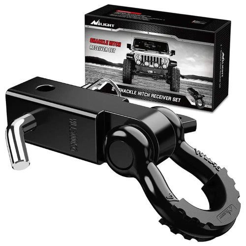 Nilight 2 Inch Shackle Hitch Receiver 3/4 Inch D Ring Kit Black