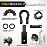 Nilight 2 Inch Shackle Hitch Receiver 3/4 Inch D Ring Kit Black, view 4