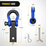 Nilight 2 Inch Shackle Hitch Receiver 3/4 Inch D Ring Kit Blue, view 2