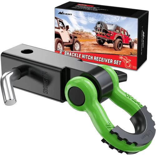 Nilight 2 Inch Shackle Hitch Receiver 3/4 Inch D Ring Kit Green