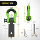 Nilight 2 Inch Shackle Hitch Receiver 3/4 Inch D Ring Kit Green, view 2