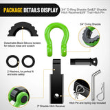 Nilight 2 Inch Shackle Hitch Receiver 3/4 Inch D Ring Kit Green, view 4