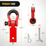 Nilight 2 Inch Shackle Hitch Receiver 3/4 Inch D Ring Kit Red, view 2