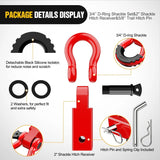 Nilight 2 Inch Shackle Hitch Receiver 3/4 Inch D Ring Kit Red, view 4