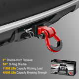 Nilight 2 Inch Shackle Hitch Receiver 3/4 Inch D Ring Kit Red, view 6