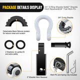 Nilight 2 Inch Shackle Hitch Receiver 3/4 Inch D Ring Kit White Black, view 4