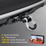 Nilight 2 Inch Shackle Hitch Receiver 3/4 Inch D Ring Kit White Black, view 6