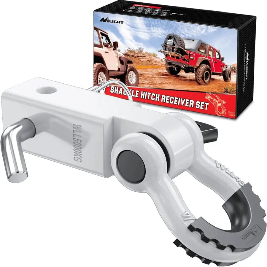 Nilight 2 Inch Shackle Hitch Receiver 3/4 Inch D Ring Kit White