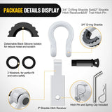 Nilight 2 Inch Shackle Hitch Receiver 3/4 Inch D Ring Kit White, view 4