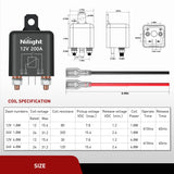 Nilight 2PC 200A Starter Relay 4 Pin Split Relays Switch 12V Continuous SPST High Current 4 Terminal Car Starter Control w/Copper Wire Lugs for Automotive Car Truck Camper, view 3