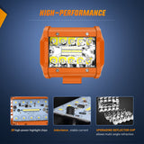 Nilight 2pc 4 Inch 20W Spot Flood Combo Orange Case Led Light Bar, view 3