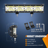Nilight 2PCS 12Inch Triple Row Spot Flood Combo Led Light Bars with 5Pin Rocker Switch Wiring Harness Kit, view 5
