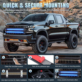 Nilight 2PCS 24 inch Truck Grille Strobe Lights Strip 384 LED Emergency Light Blue Flexible Side Flashing Warning Caution Safety Waterproof Lighting Kit for Trucks Tow Plow Construction Vehicles, view 4