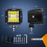 Nilight 2PCS 3 Inch LED Pods Cubes UTV Rear Roof Mounting Brackets LED Backup Reverse Lighting 15FT Wiring Harness Kit 2 Leads for 2013-2024 Polaris Ranger Full Size 570 800 900 1000 XP Crew, view 2