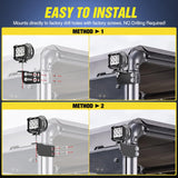Nilight 2PCS 3 Inch LED Pods Cubes UTV Rear Roof Mounting Brackets LED Backup Reverse Lighting 15FT Wiring Harness Kit 2 Leads for 2013-2024 Polaris Ranger Full Size 570 800 900 1000 XP Crew, view 5
