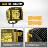 Nilight 2Pcs 3 inch Yellow Cube Light Pod Cover, view 3