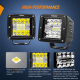 Nilight 2Pcs 3Inch 42W LED Cubes Upgraded Spot Flood Combo Square Driving Fog Off Road Lights 12V 5Pin Rocker Switch Wiring Harness Kit-2 Leads (ZH045), view 4