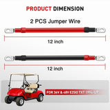 Nilight 2PCS 4 AWG 12 Inch Golf Cart Battery Cable Kit Pure Copper for EZGO TXT | Heavy Duty Pure Copper AC/DC Wire Kits with Tinned Copper Lugs for 36V/48V EZGO TXT 1994-up, view 2